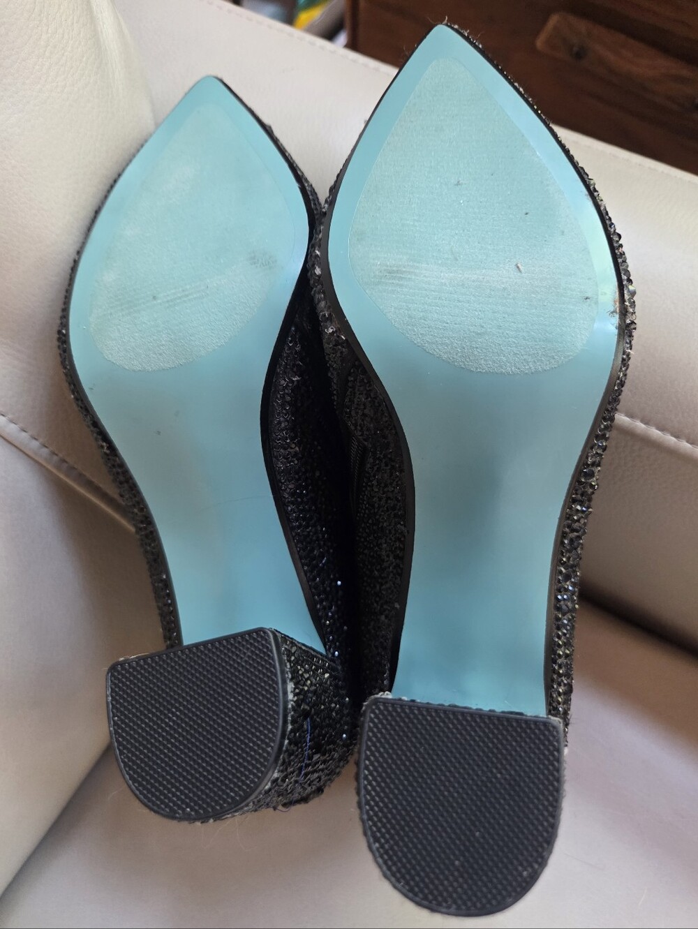 BETSEY Johnson Glitter Pointed-Toe Block Heel Ankle Boots 6.5M - Picture 4 of 9